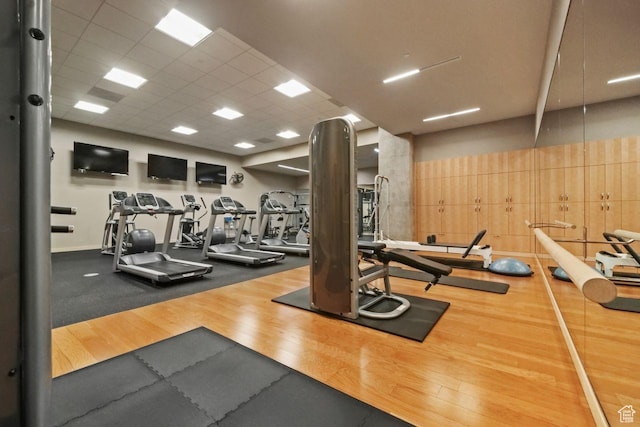 35 E 100 S Unit 1109, Salt Lake City, UT 84111 - workout area featuring a drop ceiling and wood finished floors