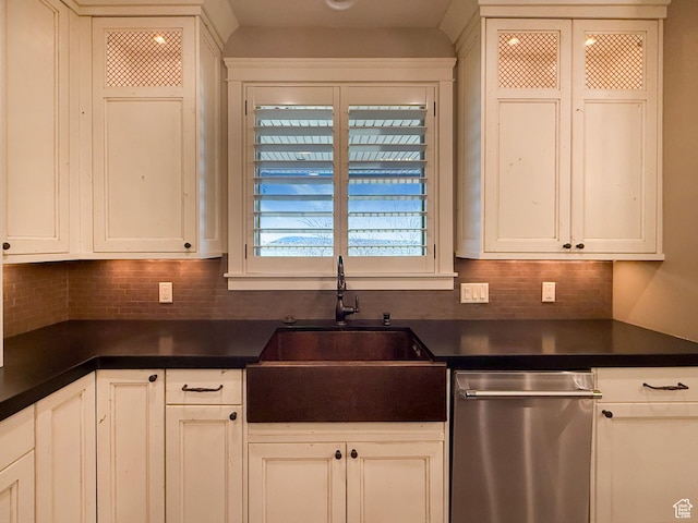1663 N 3500 W, Plain City, UT 84404 - kitchen with tasteful backsplash, dark countertops, a sink, and dishwasher