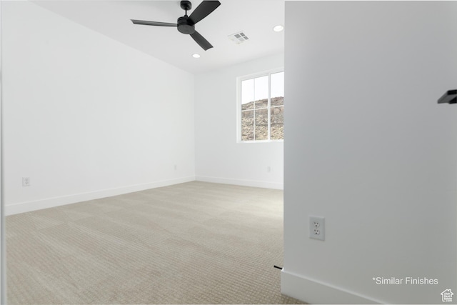 4085 E El Capitan Way, St George, UT 84790 - carpeted empty room with ceiling fan, baseboards, visible vents, and recessed lighting