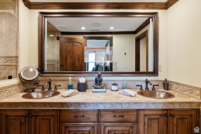 1698 S Amanda Ln E, Saratoga Springs, UT 84045 - full bath featuring crown molding, a sink, and double vanity