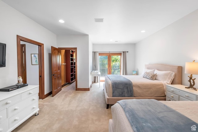 290 E 200 S, Parowan, UT 84761 - bedroom with recessed lighting, light colored carpet, visible vents, baseboards, and access to outside