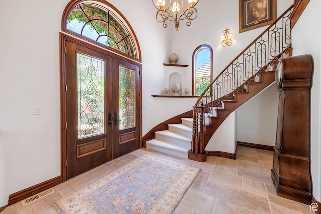 290 E 200 S, Parowan, UT 84761 - foyer featuring stairs, french doors, visible vents, and baseboards