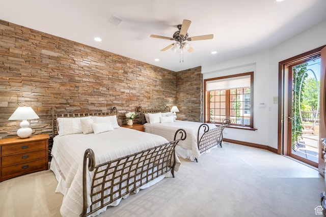 290 E 200 S, Parowan, UT 84761 - carpeted bedroom featuring ceiling fan, access to outside, recessed lighting, and baseboards