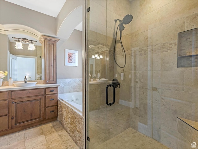 5204 N Eagles View Dr N, Lehi, UT 84043 - full bathroom with a shower stall, a garden tub, and vanity