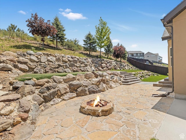 5204 N Eagles View Dr N, Lehi, UT 84043 - view of patio featuring an outdoor fire pit
