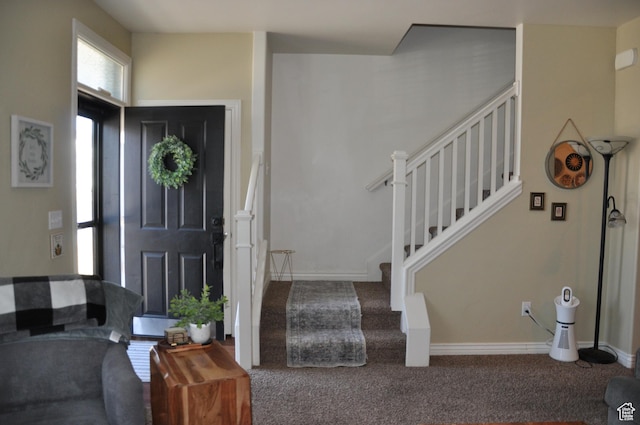 10611 S Oquirrh Lake Rd W, South Jordan, UT 84009 - carpeted foyer featuring stairway and baseboards