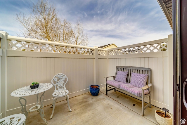 view of patio featuring a fenced backyard