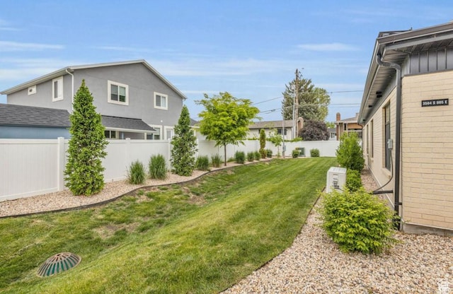 view of yard featuring a fenced backyard