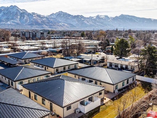 aerial view with a residential view and a mountain view