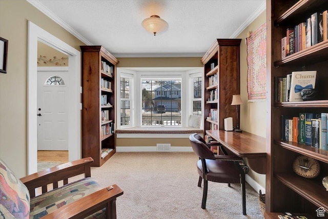 243 Eastridge E, Logan, UT 84321 - office featuring carpet floors, ornamental molding, visible vents, and baseboards