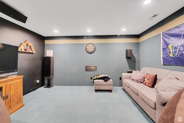 243 Eastridge E, Logan, UT 84321 - living room featuring carpet, visible vents, and recessed lighting