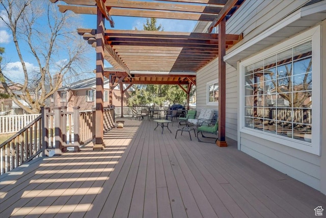 243 Eastridge E, Logan, UT 84321 - wooden terrace featuring outdoor dining area and a pergola