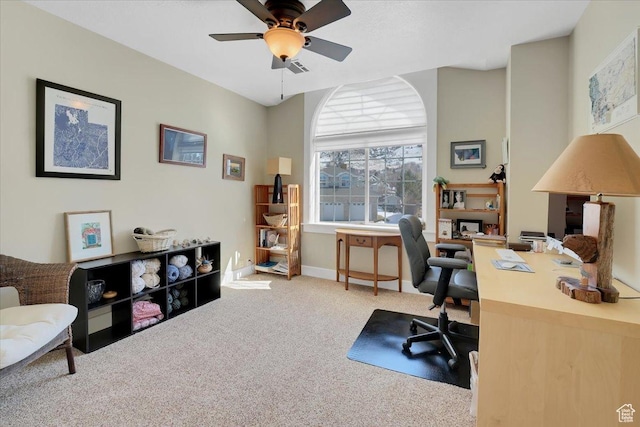 243 Eastridge E, Logan, UT 84321 - carpeted office with baseboards and a ceiling fan