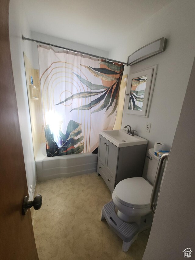 1105 9th St, Ogden, UT 84404 - full bathroom with toilet, vanity, and shower / bath combo with shower curtain