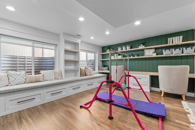 4927 W Yellow Topaz Dr, Herriman, UT 84096 - playroom featuring light wood finished floors, visible vents, and recessed lighting