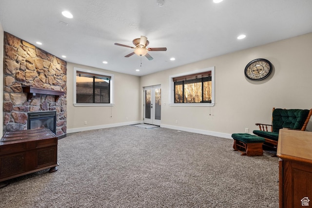 267 E Lucky Star Way, Farmington, UT 84025 - living room with a ceiling fan, carpet flooring, baseboards, and recessed lighting