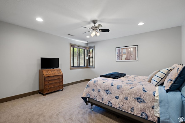 267 E Lucky Star Way, Farmington, UT 84025 - bedroom featuring light carpet, baseboards, recessed lighting, and ceiling fan