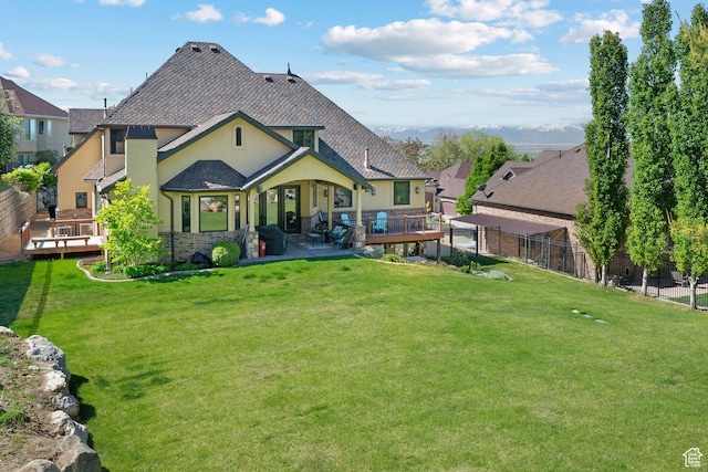 267 E Lucky Star Way, Farmington, UT 84025 - rear view of property featuring stucco siding, a deck, and a patio