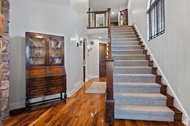 267 E Lucky Star Way, Farmington, UT 84025 - entryway featuring a high ceiling, stairway, and wood finished floors