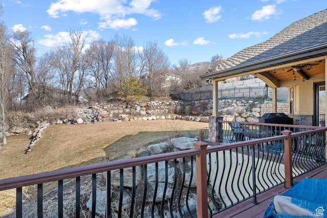 267 E Lucky Star Way, Farmington, UT 84025 - wooden terrace featuring a ceiling fan