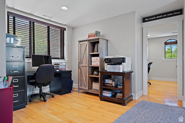 267 E Lucky Star Way, Farmington, UT 84025 - office area with wood finished floors, baseboards, and recessed lighting