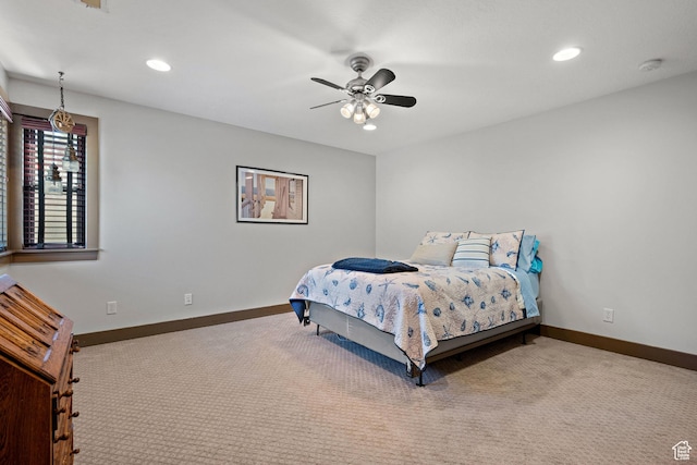 267 E Lucky Star Way, Farmington, UT 84025 - carpeted bedroom featuring baseboards, recessed lighting, and ceiling fan