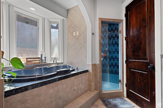 267 E Lucky Star Way, Farmington, UT 84025 - full bath with a shower stall, a bath, and tile walls