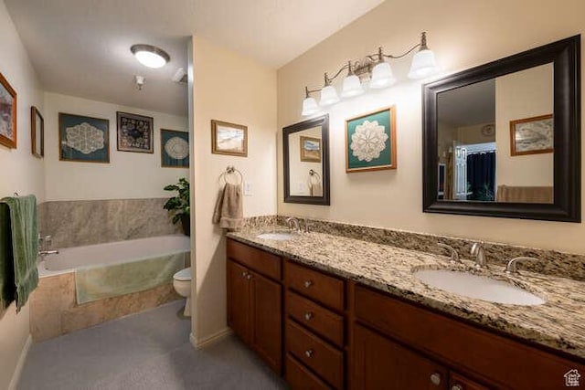 560 E S Temple N Pl 102, Salt Lake City, UT 84102 - full bathroom with double vanity, a garden tub, and toilet
