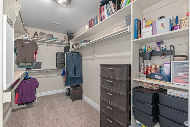 spacious closet with carpet floors