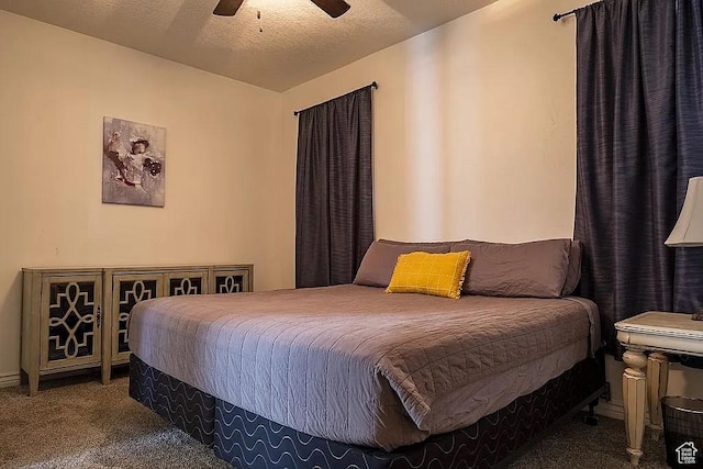 1042 W 500 S, Provo, UT 84601 - bedroom featuring carpet, ceiling fan, and a textured ceiling