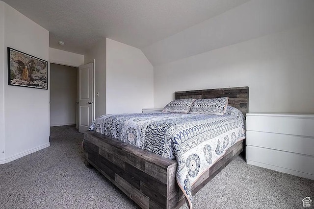 1042 W 500 S, Provo, UT 84601 - bedroom featuring vaulted ceiling, a textured ceiling, carpet flooring, and baseboards
