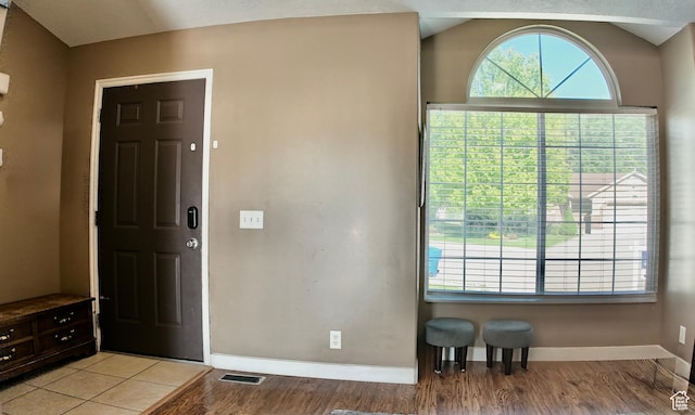 3320 S 1350 W, Perry, UT 84302 - foyer with baseboards, light wood-type flooring, and vaulted ceiling