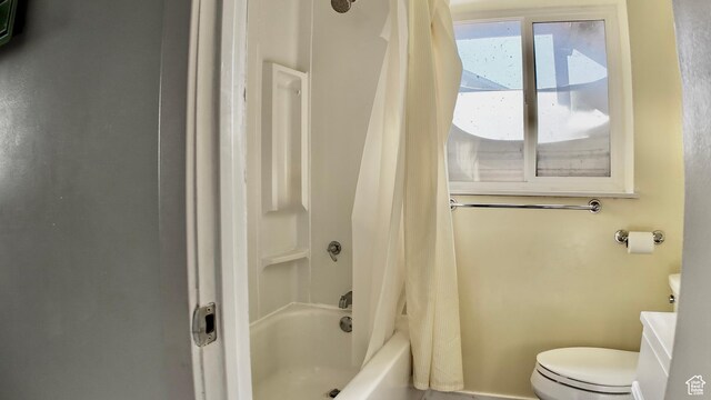 3320 S 1350 W, Perry, UT 84302 - bathroom featuring toilet, shower / bath combo, and vanity