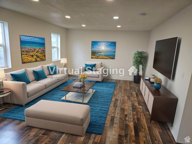 524 N 200 W, Tooele, UT 84074 - living area with recessed lighting, hardwood / wood-style flooring, and a textured ceiling