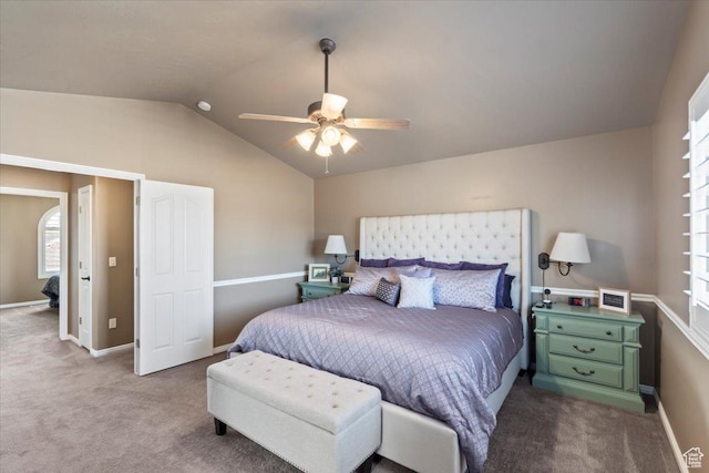1004 W 4050 S, Riverdale, UT 84405 - carpeted bedroom with a ceiling fan, lofted ceiling, and baseboards