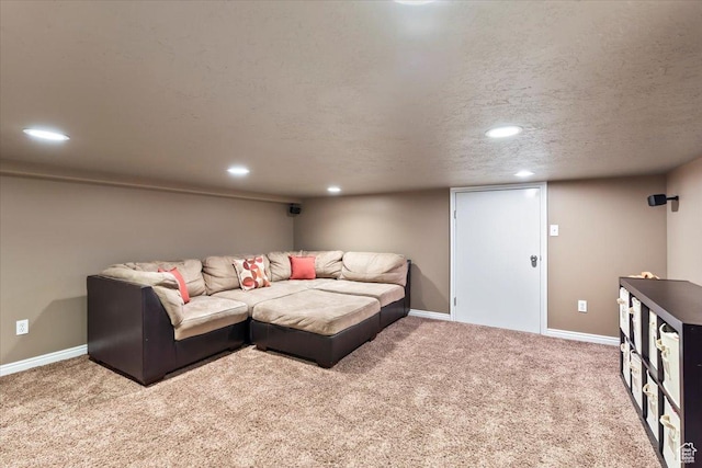 1004 W 4050 S, Riverdale, UT 84405 - carpeted living room with recessed lighting, a textured ceiling, and baseboards
