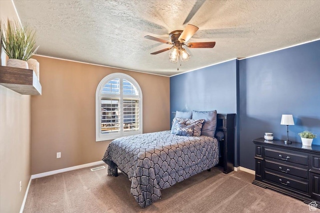 1004 W 4050 S, Riverdale, UT 84405 - bedroom featuring a textured ceiling, ceiling fan, carpet flooring, and baseboards