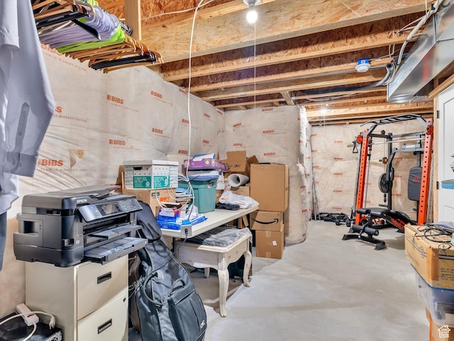 view of unfinished basement