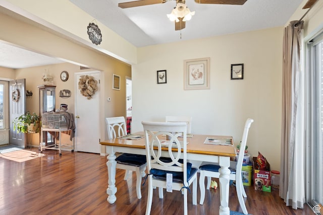879 E Main St, Mount Pleasant, UT 84647 - dining area featuring a ceiling fan, a textured ceiling, and wood finished floors
