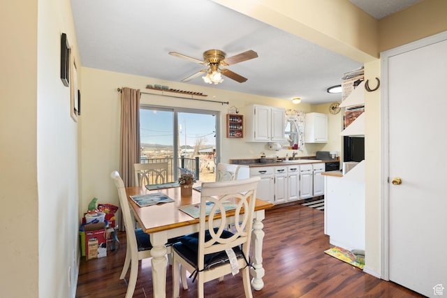 879 E Main St, Mount Pleasant, UT 84647 - dining space featuring dark wood-style floors and ceiling fan