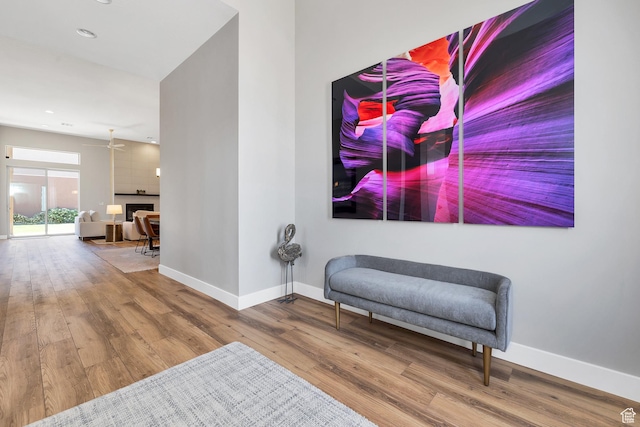 5417 W Copper Cliffs Way, Hurricane, UT 84737 - living area with recessed lighting, wood finished floors, and baseboards