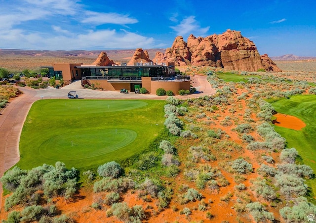 5417 W Copper Cliffs Way, Hurricane, UT 84737 - birds eye view of property featuring a mountain view and golf course view