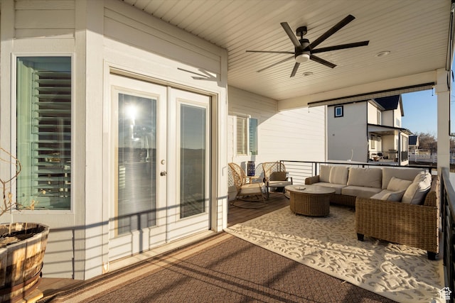 view of patio featuring outdoor lounge area and ceiling fan