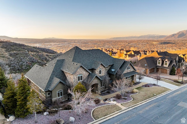 14794 S Vintage View Ln, Draper, UT 84020 - aerial view at dusk with a residential view and a mountain view