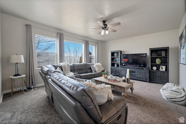 721 S Jubilee Dr, Saratoga Springs, UT 84045 - carpeted living area with ceiling fan and baseboards