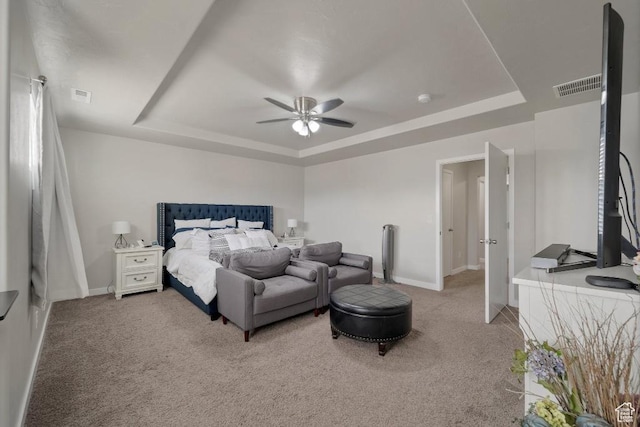 721 S Jubilee Dr, Saratoga Springs, UT 84045 - bedroom featuring a tray ceiling, carpet flooring, and visible vents
