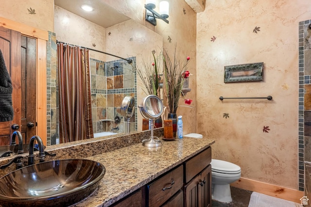 3478 E Porcupine Cir, Garden City, UT 84028 - full bath featuring vanity, a shower with shower curtain, toilet, and baseboards