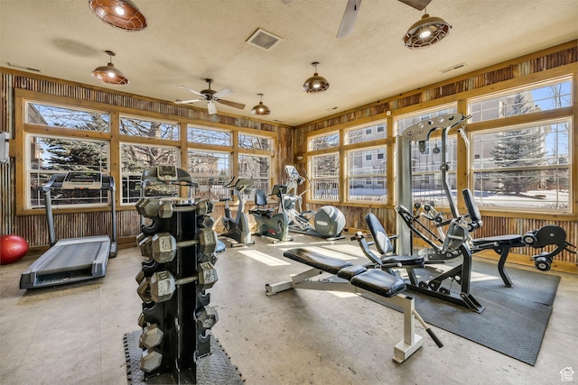 1051 S 500 E Unit E203, Heber City, UT 84032 - exercise room with ceiling fan, visible vents, and a textured ceiling