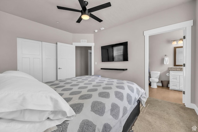 1051 S 500 E Unit E203, Heber City, UT 84032 - bedroom with ensuite bathroom, ceiling fan, a closet, and visible vents