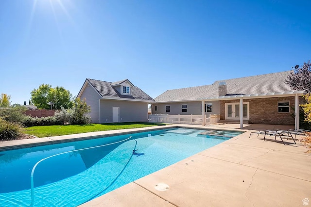1986 Dove Dr, Santa Clara, UT 84765 - view of swimming pool featuring a yard, a patio, french doors, and fence